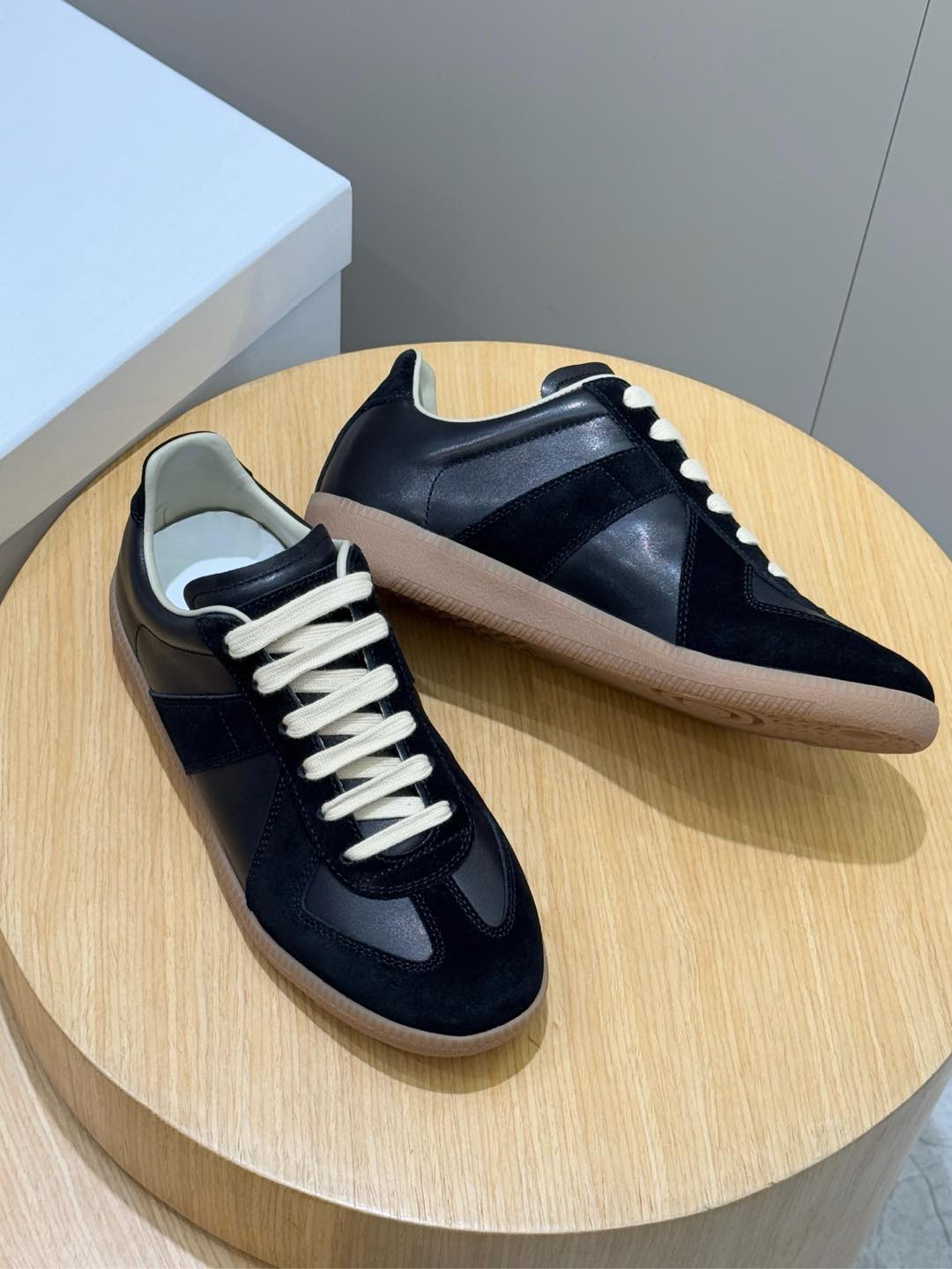 MM SNEAKER IN BLACK SUEDE PATCHWORK CALFSKIN