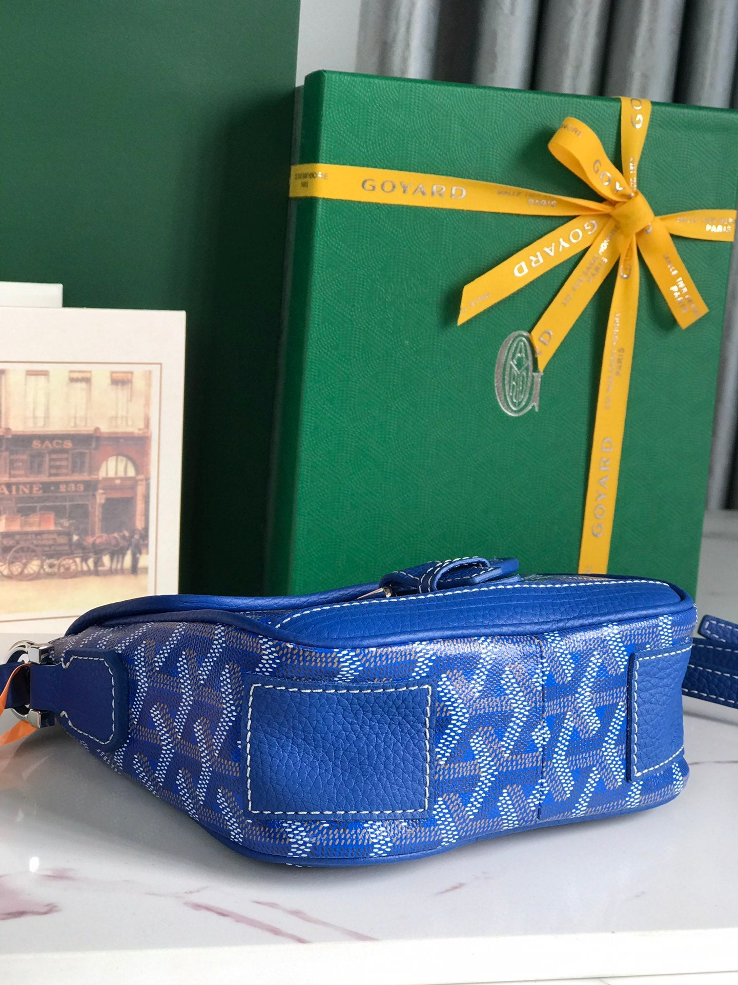GRAND BLEU 16 IN SAPPHIRE BLUE GOYARDINE CANVAS AND LAMBSKIN