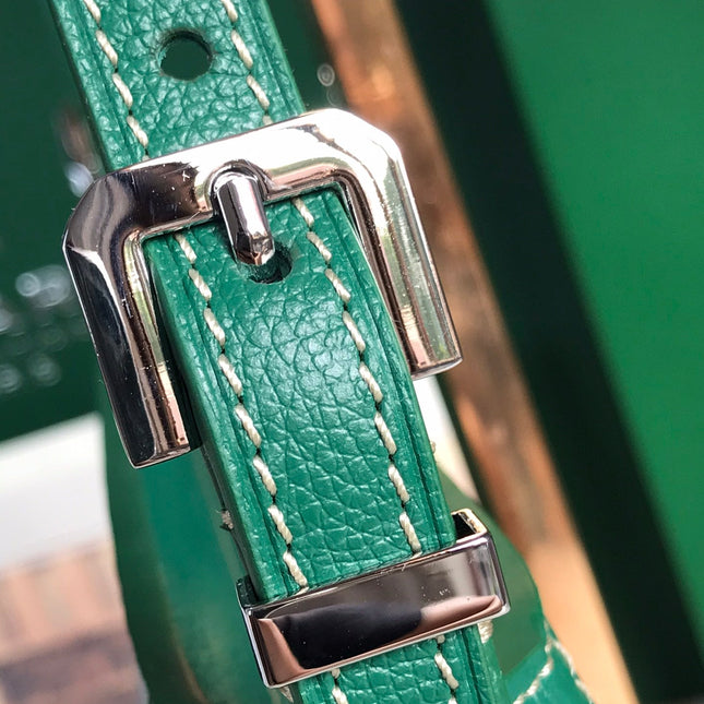 HIRONDELLE BAG 25 IN GREEN LAMBSKIN AND GOYARDINE CANVAS
