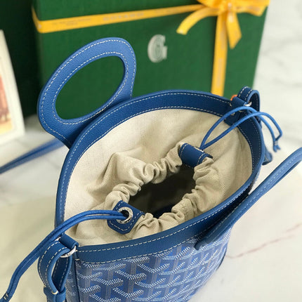 GOYA 26S BELUGA MINI BAG 23CM IN BLUE GOYARDINE CANVAS AND CALFSKIN