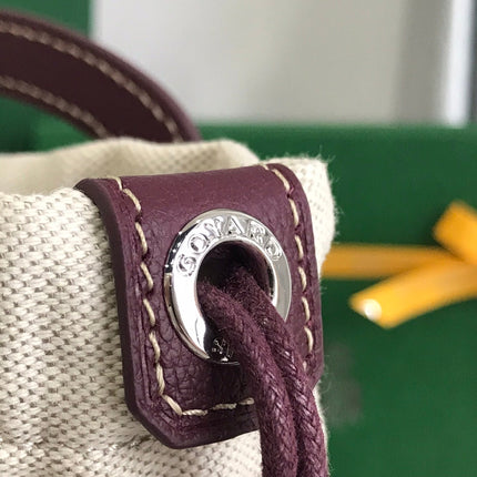 GOYA 26S BELUGA MINI BAG 23CM IN BURGUNDY BROWN GOYARDINE CANVAS AND CALFSKIN