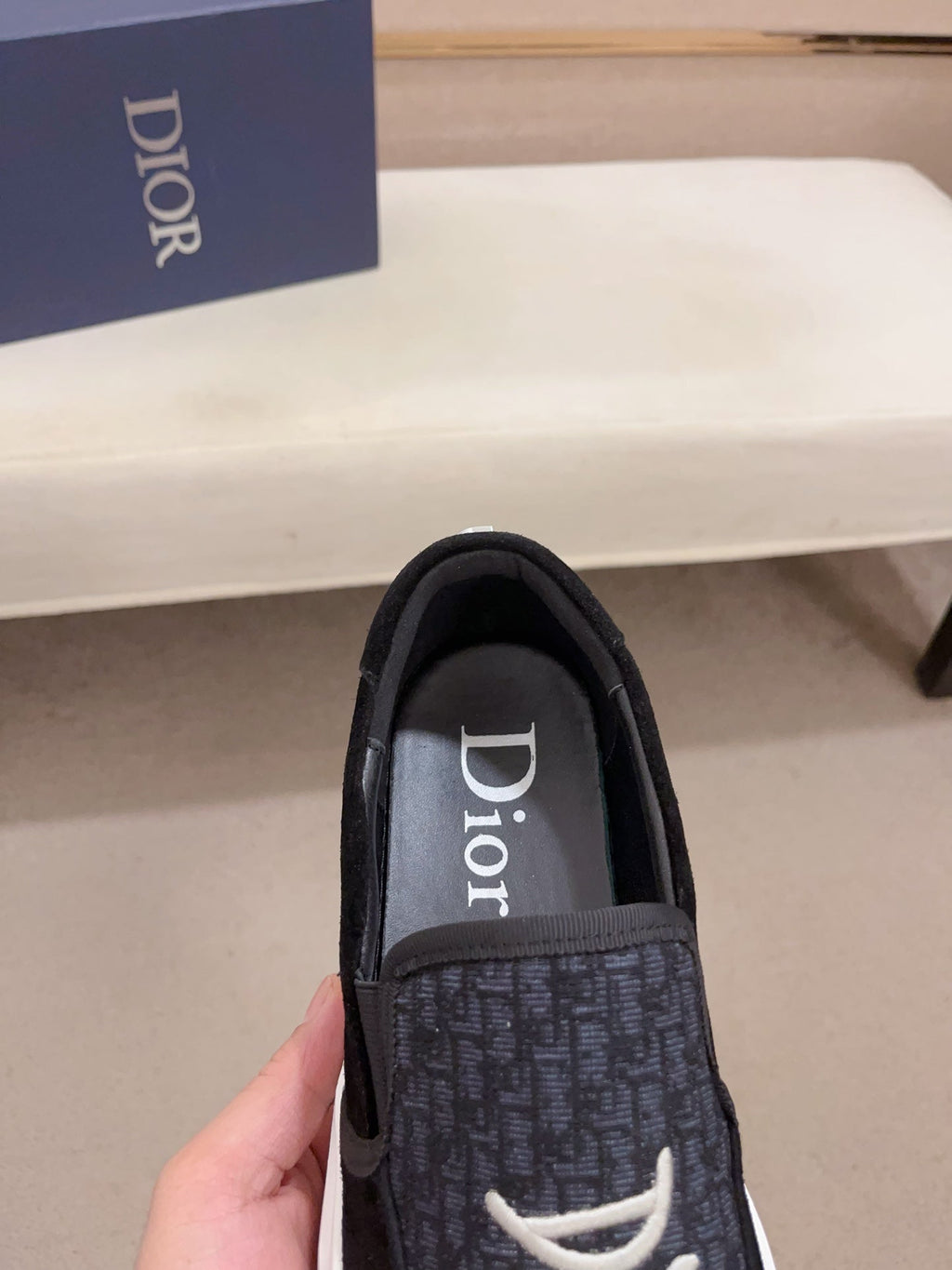 CD B23 SLIP ON BLACK SUEDE AND JACQUARD