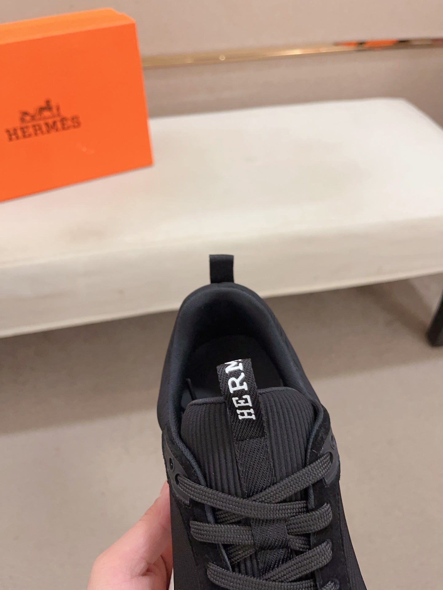 HM HUGO SNEAKER BLACK-WHITE WEAVE AND SUEDE