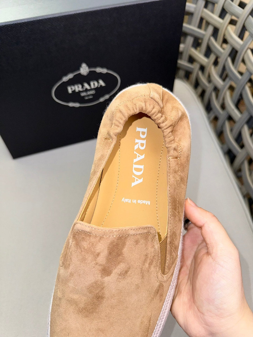 PRA LOAFER IN EGG NOG BEIGE SUEDE