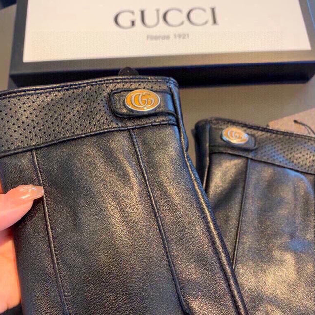 GLOVES IN BLACK CALFSKIN AND FLEECE LINING 465014