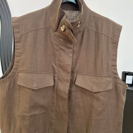 LORO PIANA 26S SLEEVELESS STAND-COLLAR VEST 898