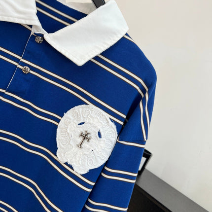CHROME HEARTS 26S LONG-SLEEVE STRIPED POLO SHIRT 083