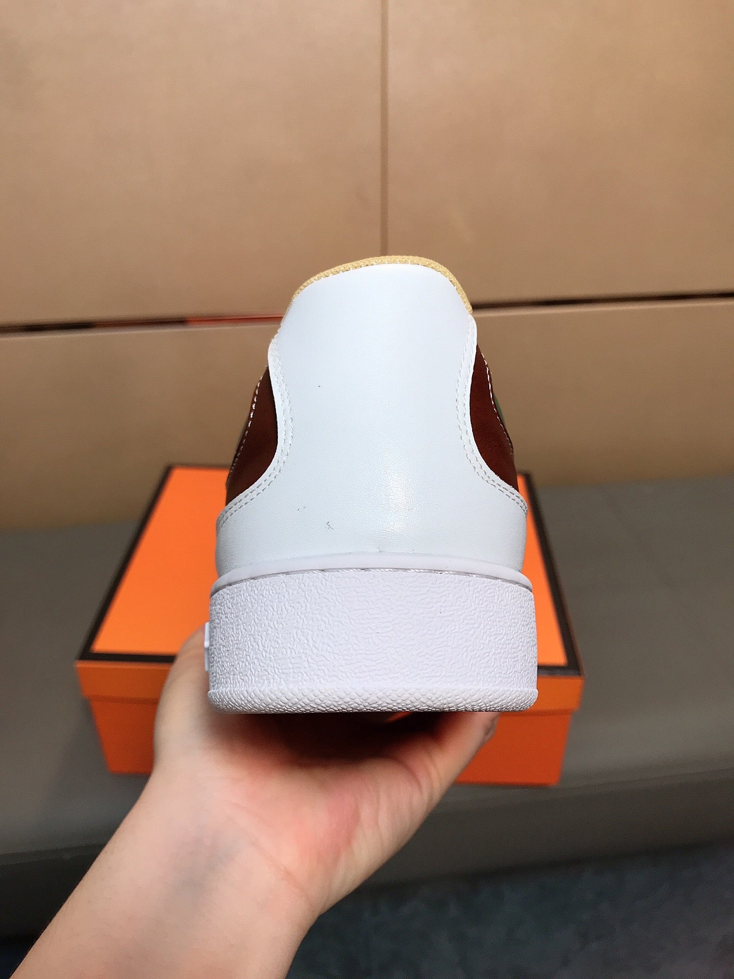 LV TRAINER WHITE CALFSKIN AND BEIGE BROWN DAMIER CANVAS