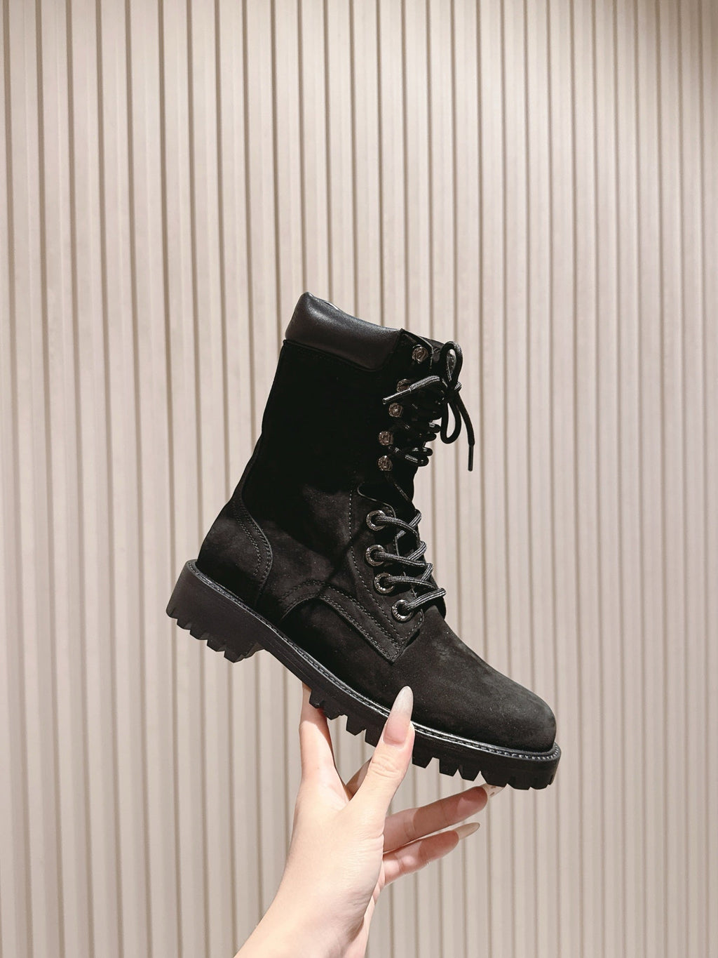 CELINE 25S SHORT MARTIN BOOTS IN BLACK CALFSKIN