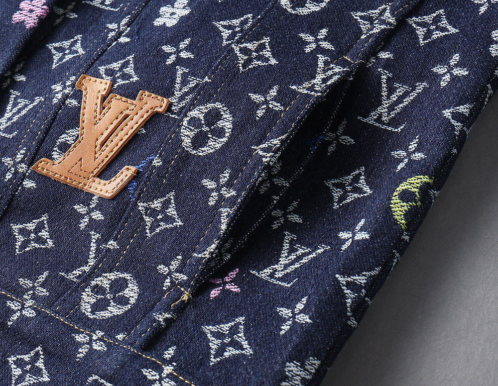 LV NAVY BLUE MONOGRAM DENIM SHIRT JACKET 239049