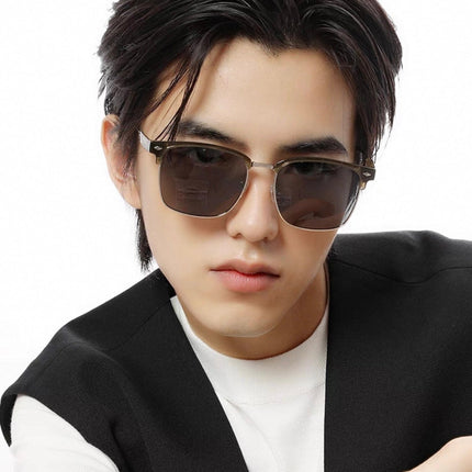 RECTANGULAR FRAME SUNGLASSES G7637 IN METAL AND ACETATE