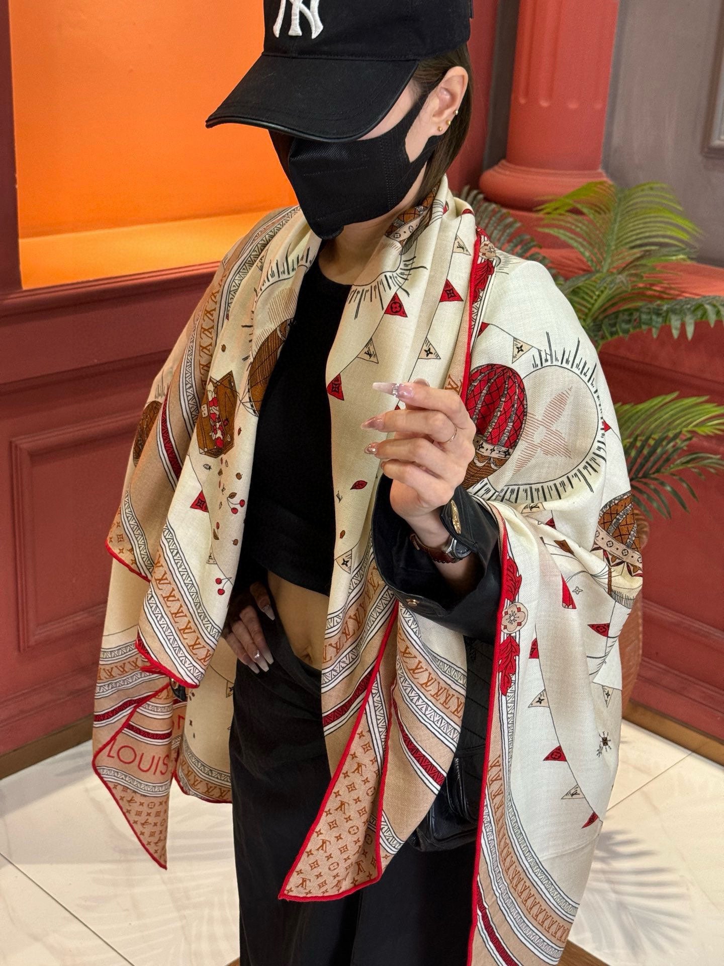 LV SCARF 140 CM IN SILK-CASHMERE BLEND 737275