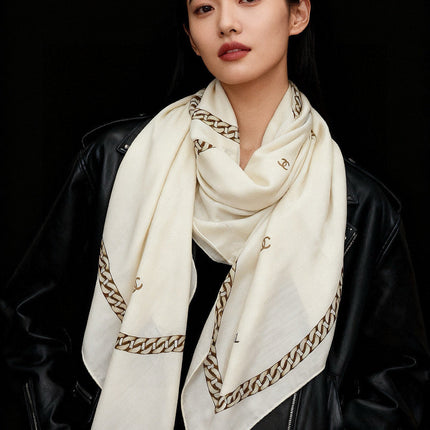 CHANEL 25S SCARF 135 IN SILK AND CASHMERE 932009
