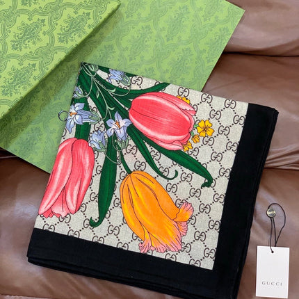 GUCCI 26S SCARF 140 IN CASHMERE AND SILK 250154