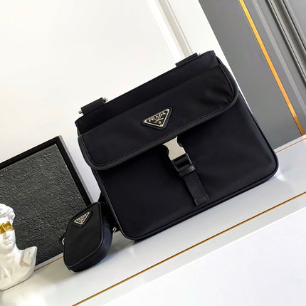 PRADA 26S SHOULDER BAG 22 IN BLACK NYLON