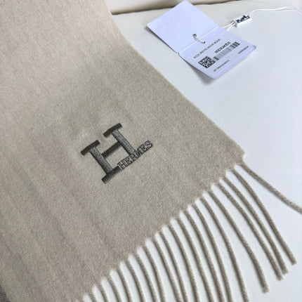 SCARF 190 CM IN WHITE MIX GRAY CASHMERE