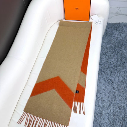 SCARF 190 CM IN RUST ORANGE MIX LIGHT YELLOW CASHMERE 370396