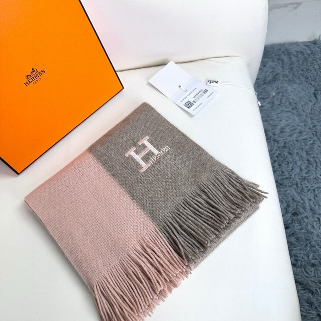 KNIT SCARF 180 IN LIGHT PINK MIX GREY CASHMERE