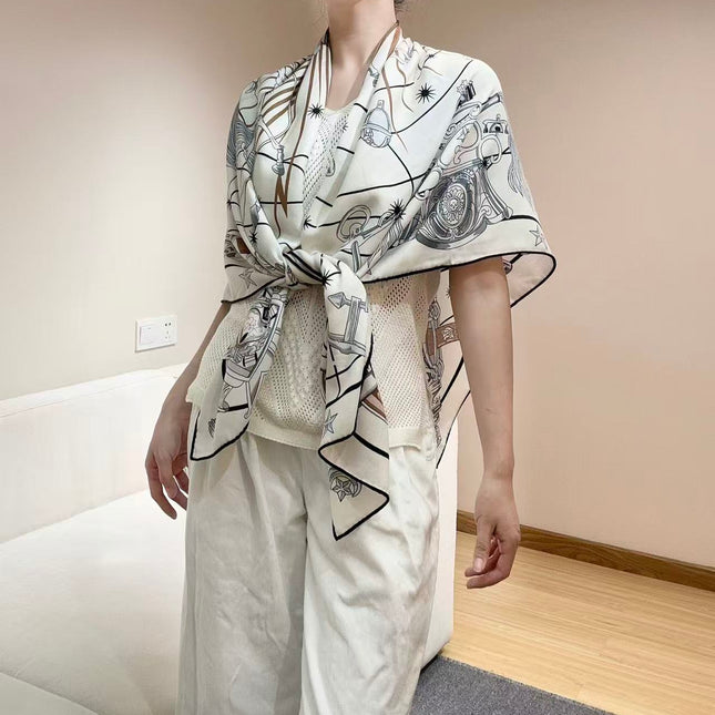 HERMES 26S SCARF 135 IN CASHMERE AND SILK 304575