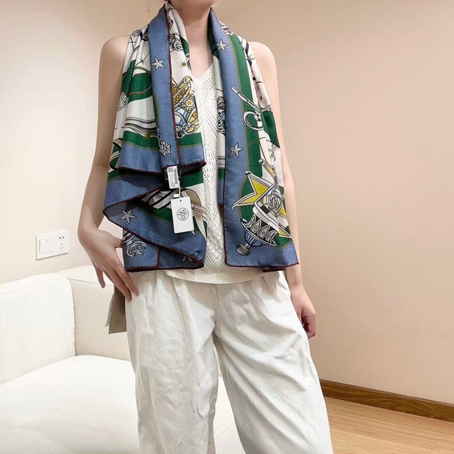 HERMES 26S SCARF 135 IN CASHMERE AND SILK 304576
