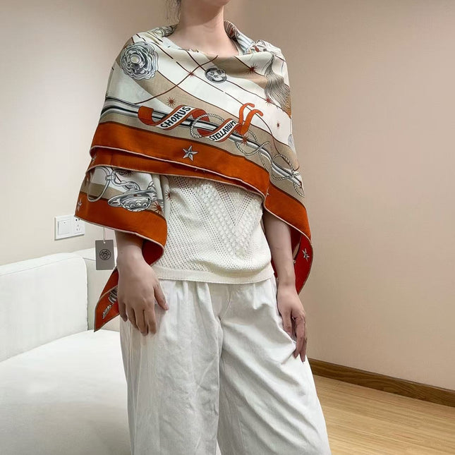 HERMES 26S SCARF 135 IN CASHMERE AND SILK 304577
