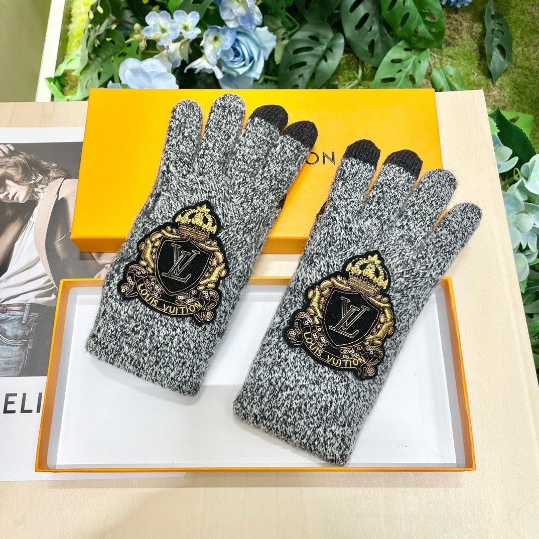 TOUCHSCREEN GLOVES IN STEEL GRAY WOOL 454594