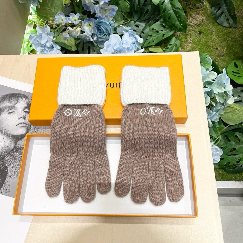 GLOVES IN LIGHT BROWN MIX WHITE WOOL 458549