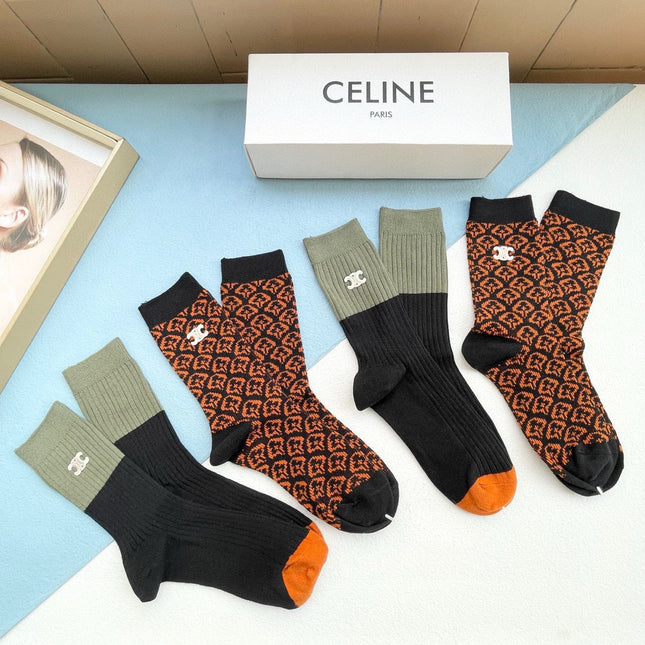 CELINE 26S CREW SOCKS 527749 (1 BOX)