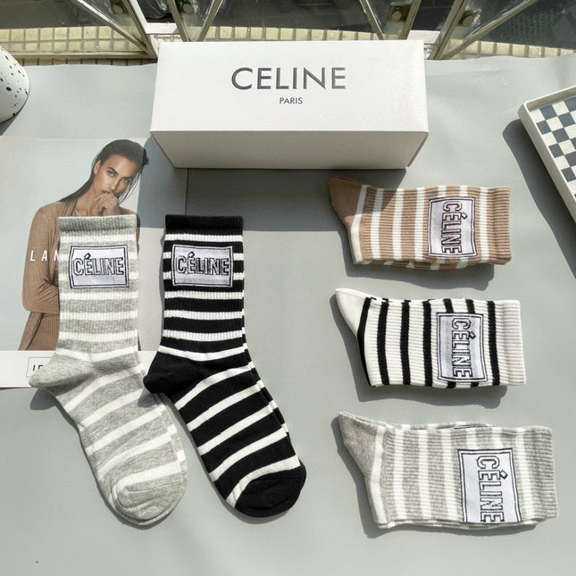 CELINE 26S CREW SOCKS 146445 (1 BOX)