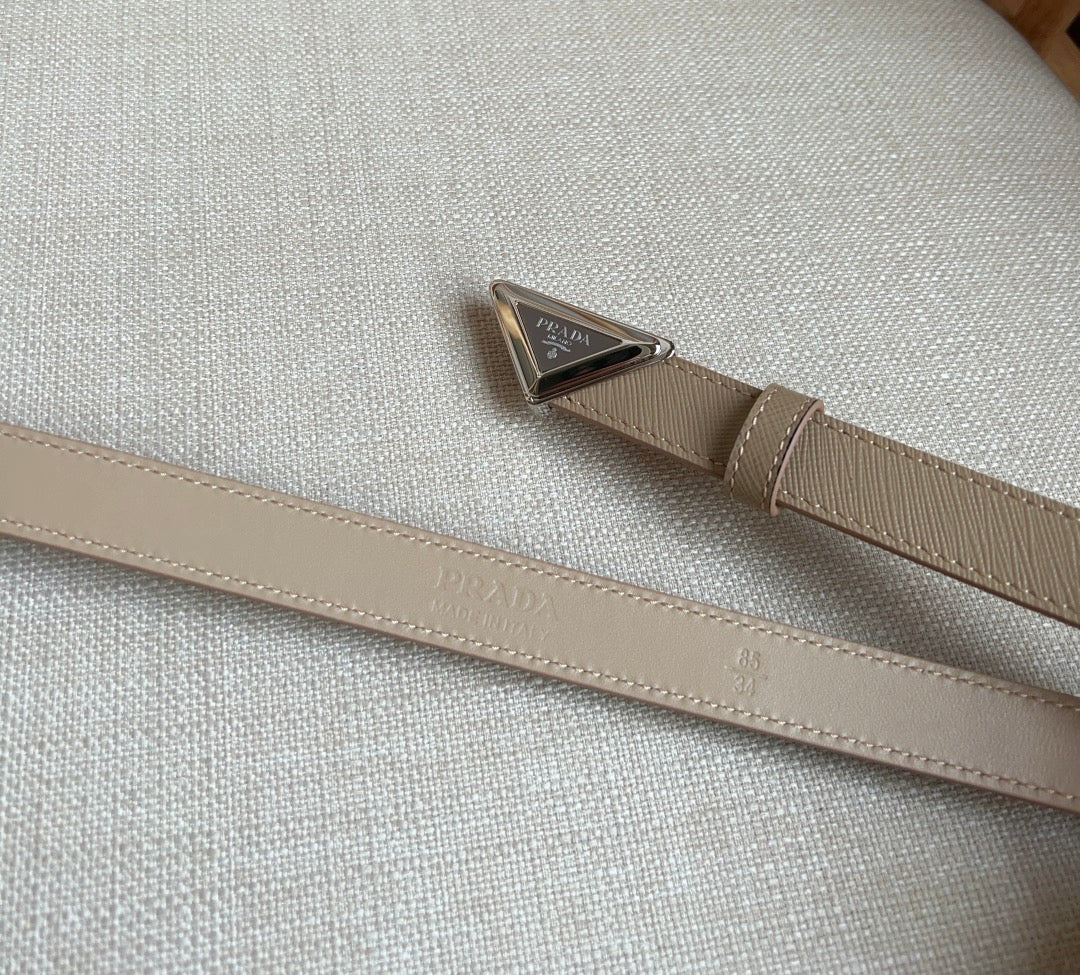 PRADA 25S BELT 20 MM IN BEIGE BROWN CALFSKIN 571383