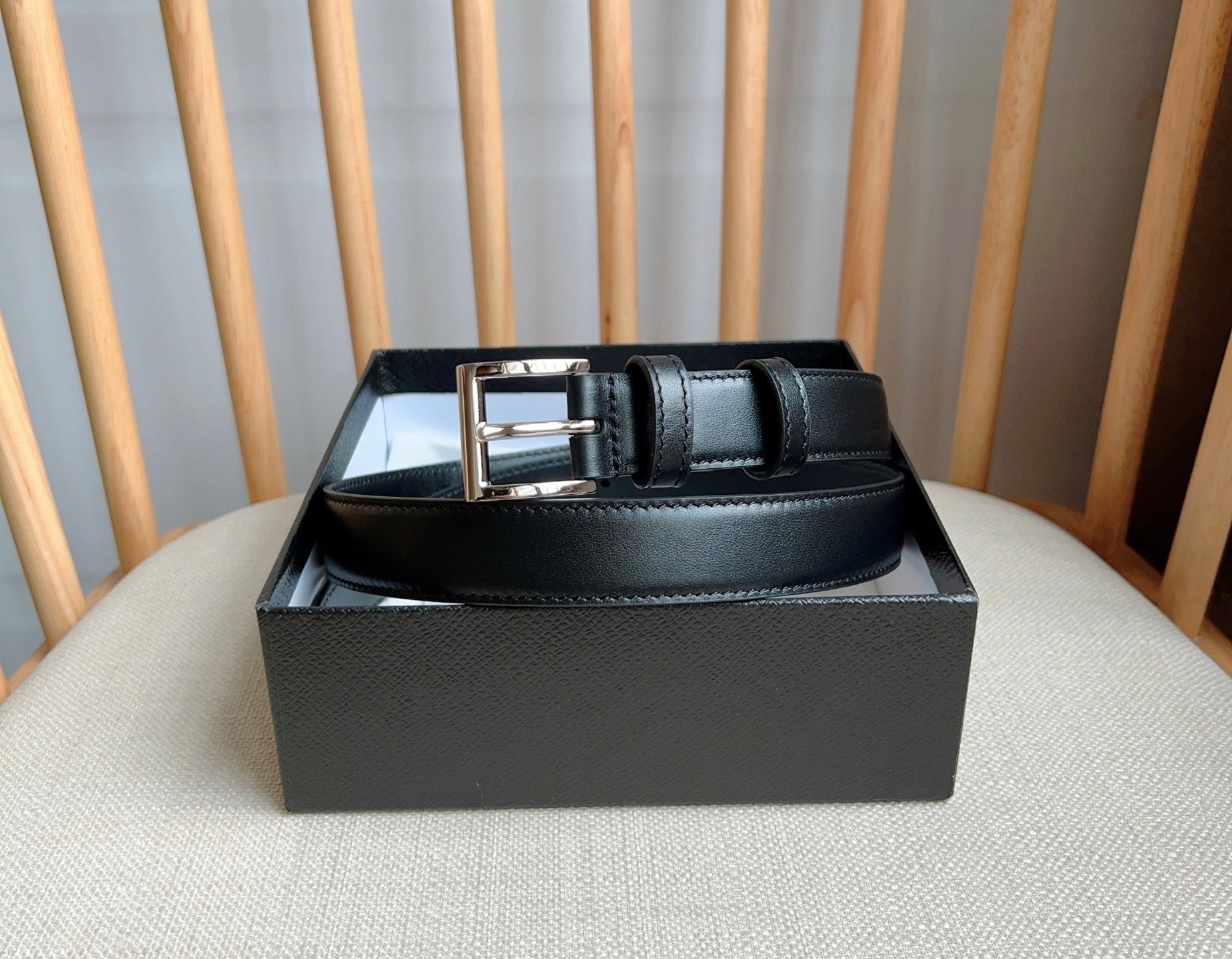 PRADA 25S BELT 25 MM IN BLACK CALFSKIN 585800