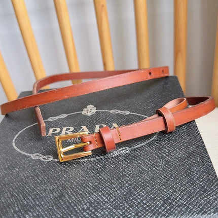 PRADA 25S BELT 10 MM IN REDDISH BROWN CALFSKIN 598369