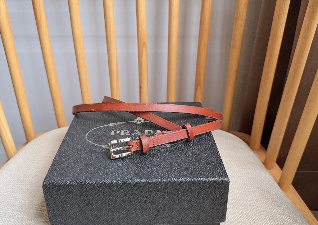 PRADA 25S BELT 10 MM IN REDDISH BROWN CALFSKIN 598370