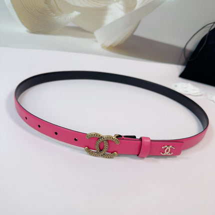 CC BELT 20 MM IN DEEP PINK CALFSKIN WITH GOLD HARDWARE