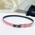 CC BELT 20 MM IN BRIGHT PINK CALFSKIN WITH SILVER MIX BLACK METAL BUCKLE