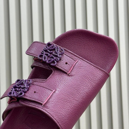 LOEWE 26S EASE SLIDE IN WINE RED CALFSKIN