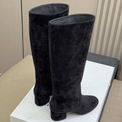 CELINE 26S HIGH-TOP BOOTS IN BLACK SUEDE