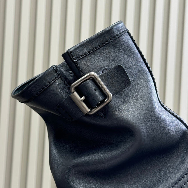 PRADA 25S ANKLE BOOTS IN DARK BLACK BROWN CALFSKIN