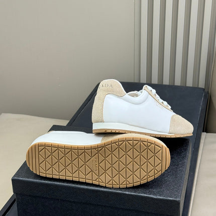PRADA 25S SNEAKER IN WHITE MIX DARK BEIGE SUEDE STYLE 2