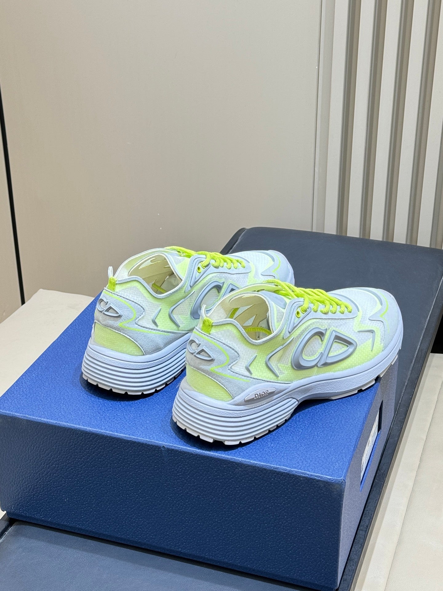 DIOR 26S B30 COUNTDOWN TECH SNEAKER IN GRAY AND GREEN TECHNICAL FABRIC AND SUEDE