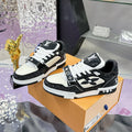 LV 26S TRAINER SNEAKERS IN BLACK WHITE CALFSKIN WITH RHINESTONE