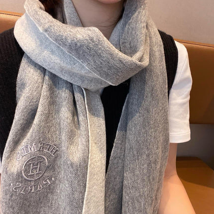 RECTO-VERSO MUFFLER 190 DOVE GREY CASHMERE