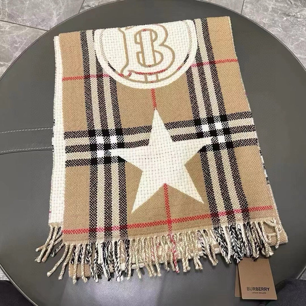 SCARF 205 CM IN CAMEL BEIGE MIX WHITE WOOL AND CASHMERE 408559