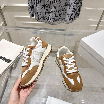 DIOR 25S C'EST DIOR SNEAKER IN WHITE HAZELNUT CALFSKIN AND SUEDE