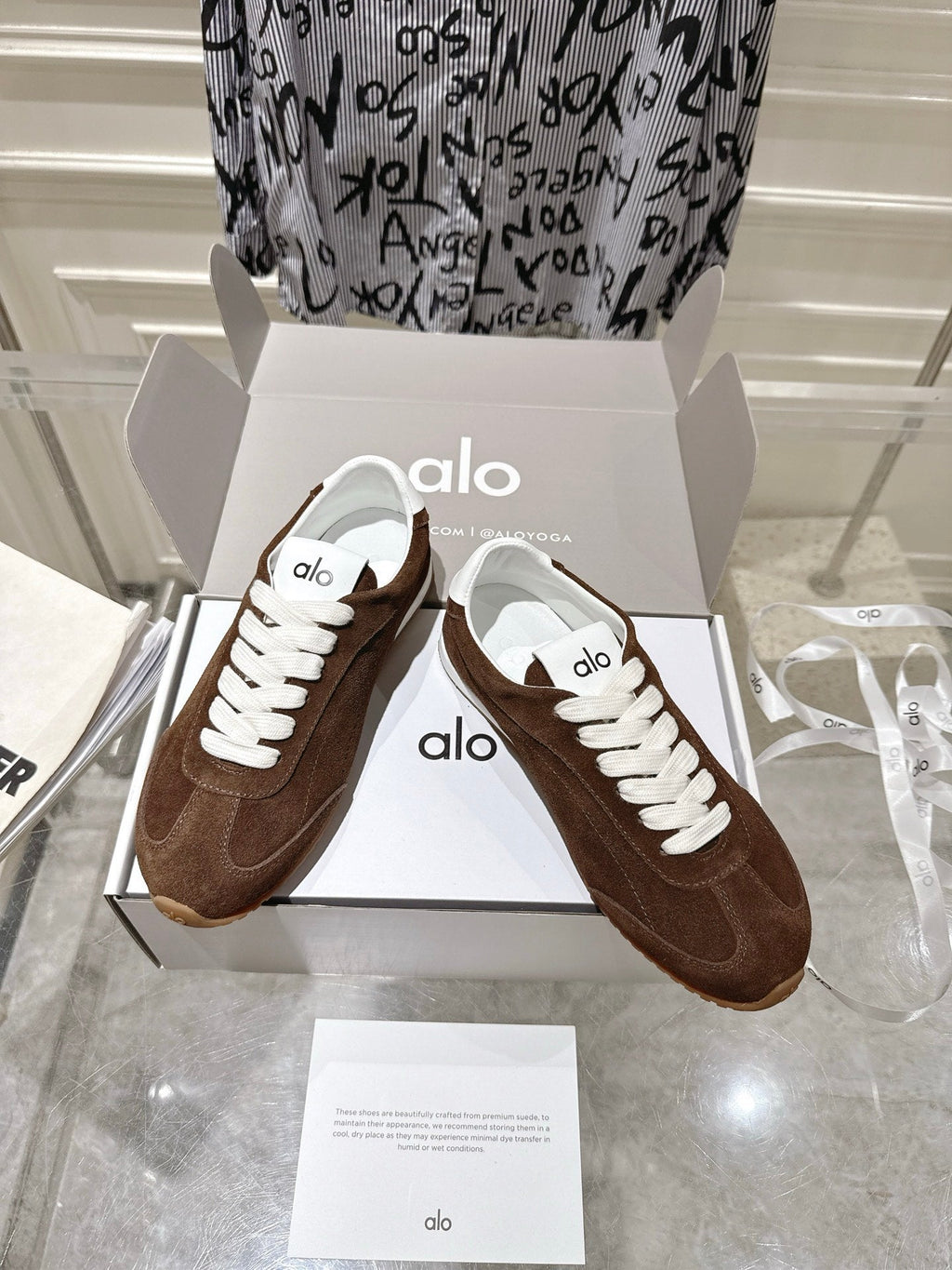 ALO 25S SUNSET SNEAKER IN DARK BROWN SUEDE