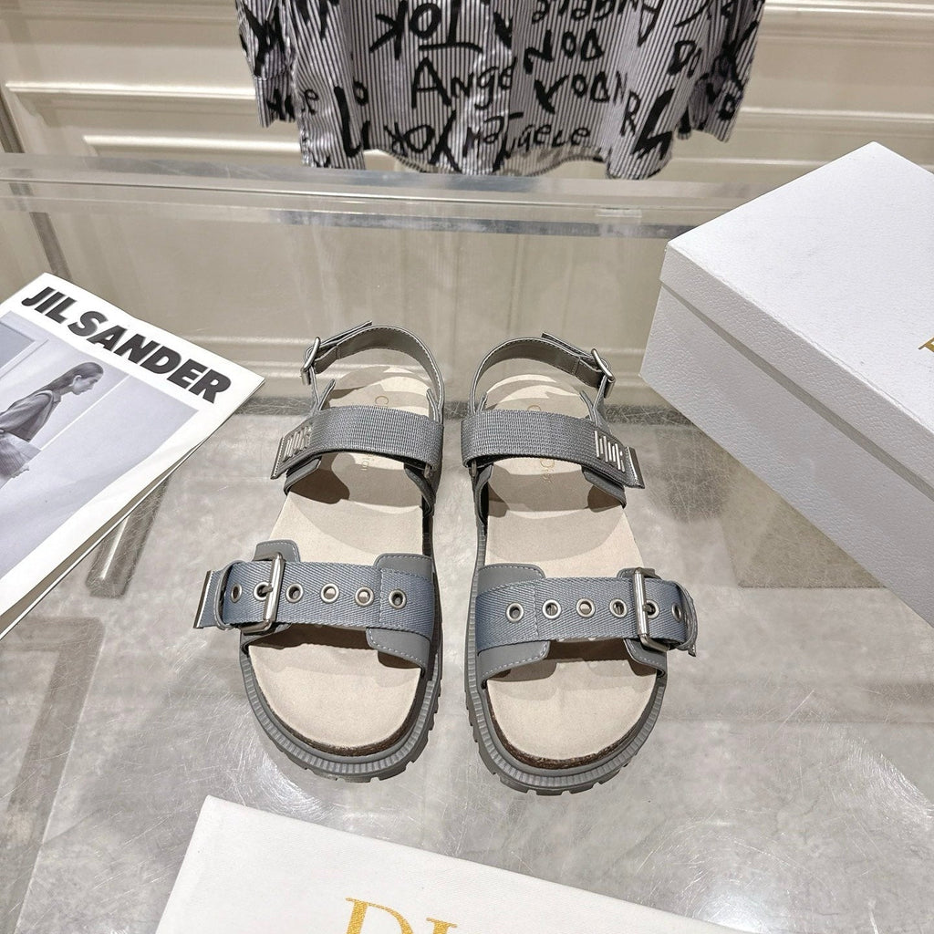 DIOR 26S BUCKLE SANDALS IN GREY CANVAS