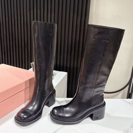MIUMIU 26S HIGH-ANKLE BOOTS 50MM IN BLACK GLOSSY CALFSKIN