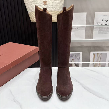 LP 26S KNEE-HIGH BOOTS IN DARK BROWN SUEDE