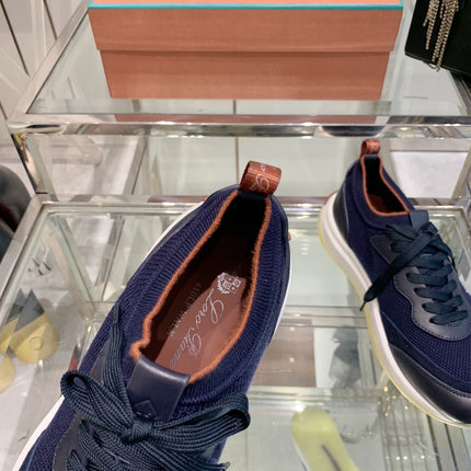 SNEAKER IN MIDNIGHT BLUE CANVAS MIX SUEDE WITH LAMBSKIN