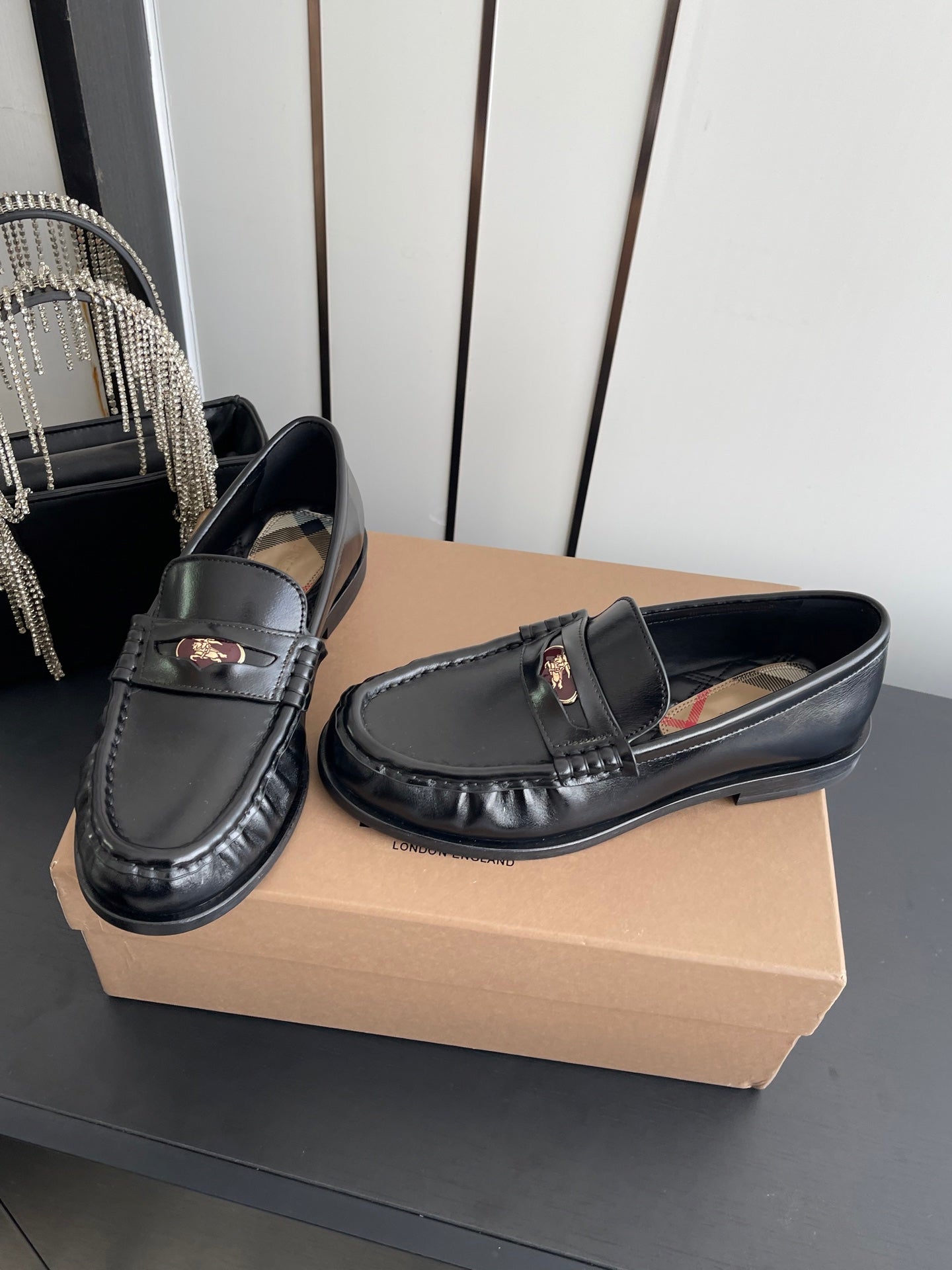 BURBERRY 26S LOAFERS IN BLACK CALFSKIN
